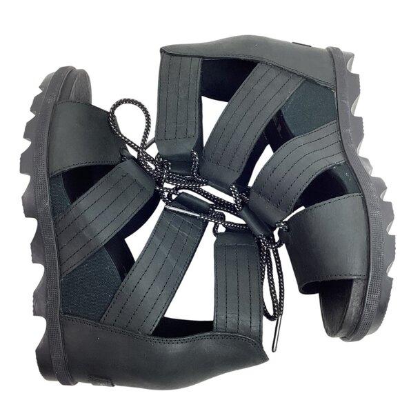 Sorel Joanie Gladiator Wedge Womens 8 Leather Sandals Black Lace-Up NWOT - Picture 5 of 12